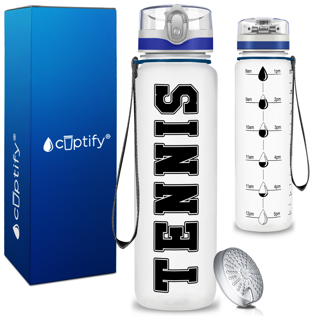 Tennis on 32 oz Motivational Tracking Water Bottle