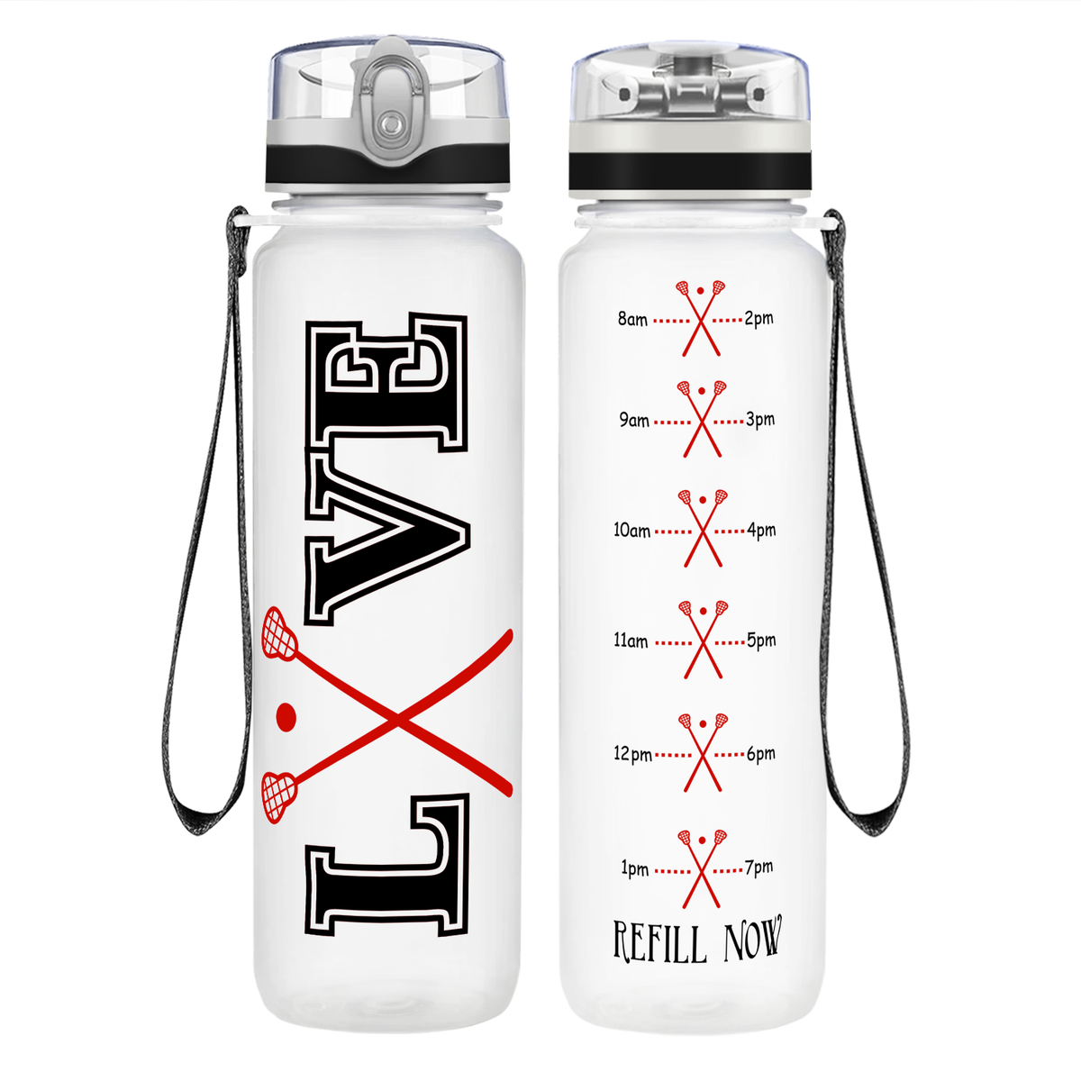 Lacrosse Love on 32 oz Motivational Tracking Water Bottle