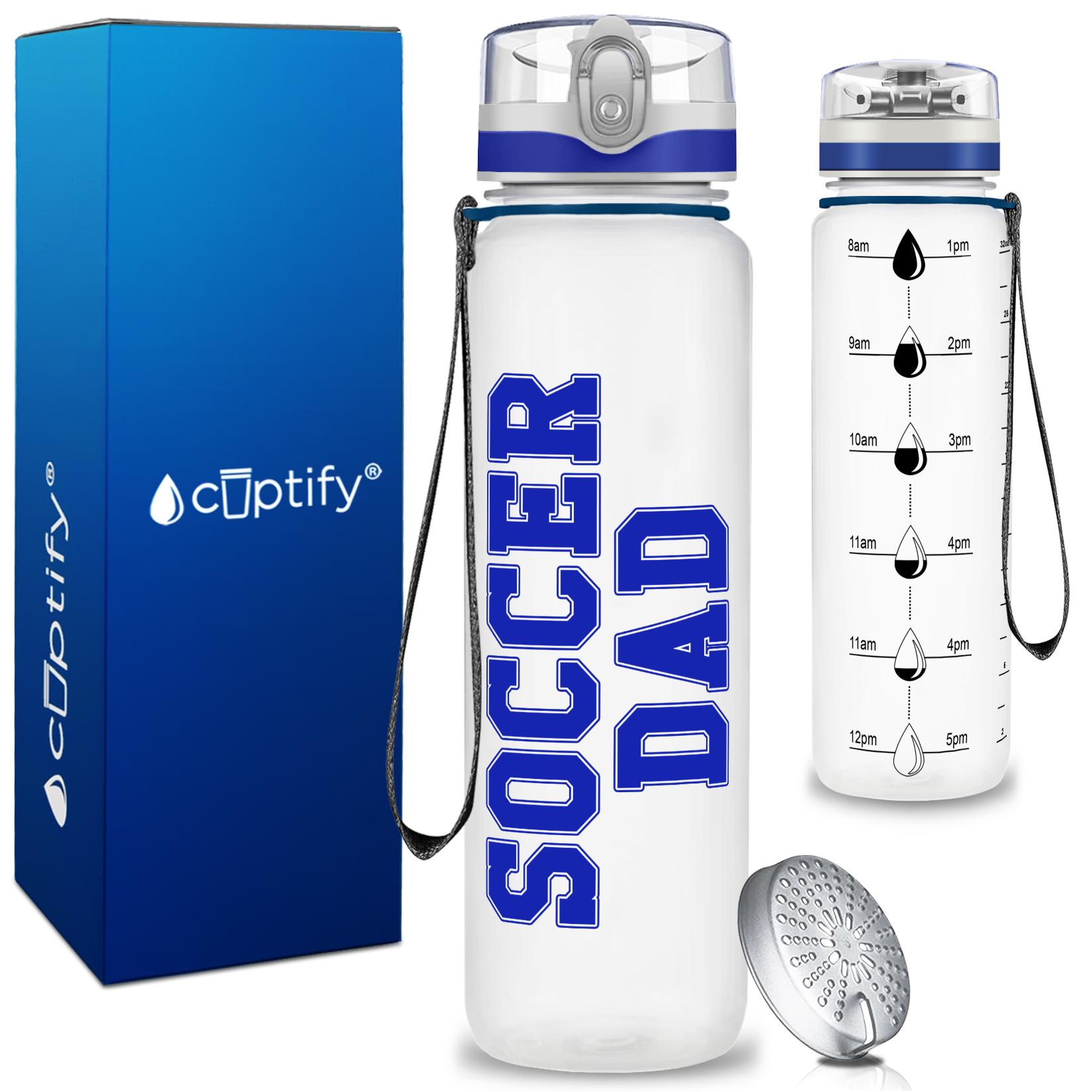 Soccer Dad on 32 oz Motivational Tracking Water Bottle