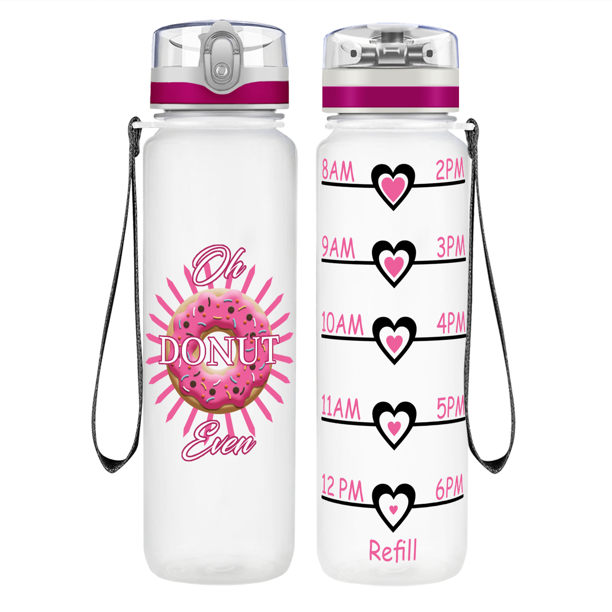 Oh Donut Even on 32 oz Motivational Tracking Water Bottle