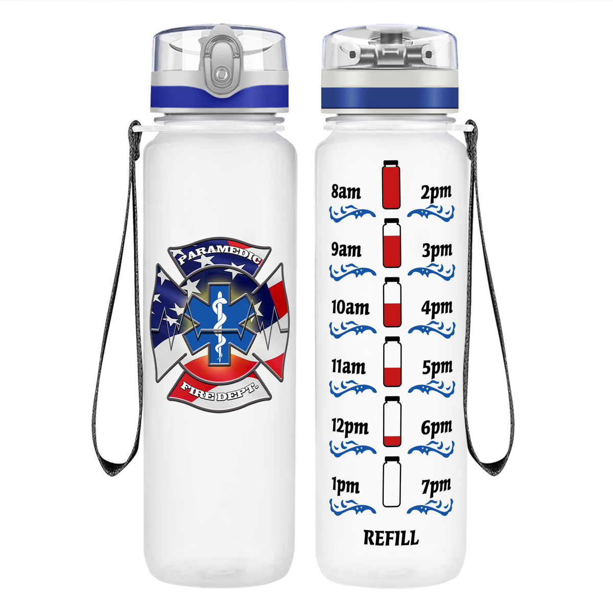 American Paramedic on 32 oz Motivational Tracking Water Bottle