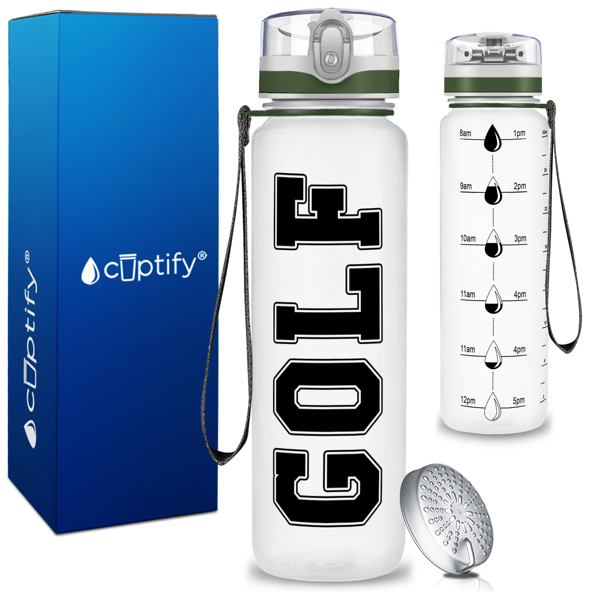 Golf on 32 oz Motivational Tracking Water Bottle