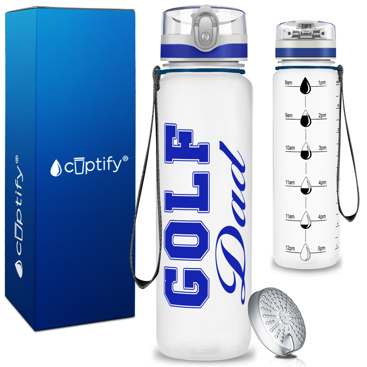 Golf Dad on 32 oz Motivational Tracking Water Bottle