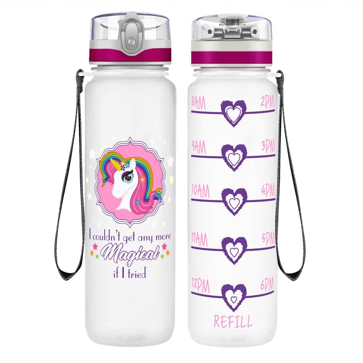Any More Magical on 32 oz Motivational Tracking Water Bottle