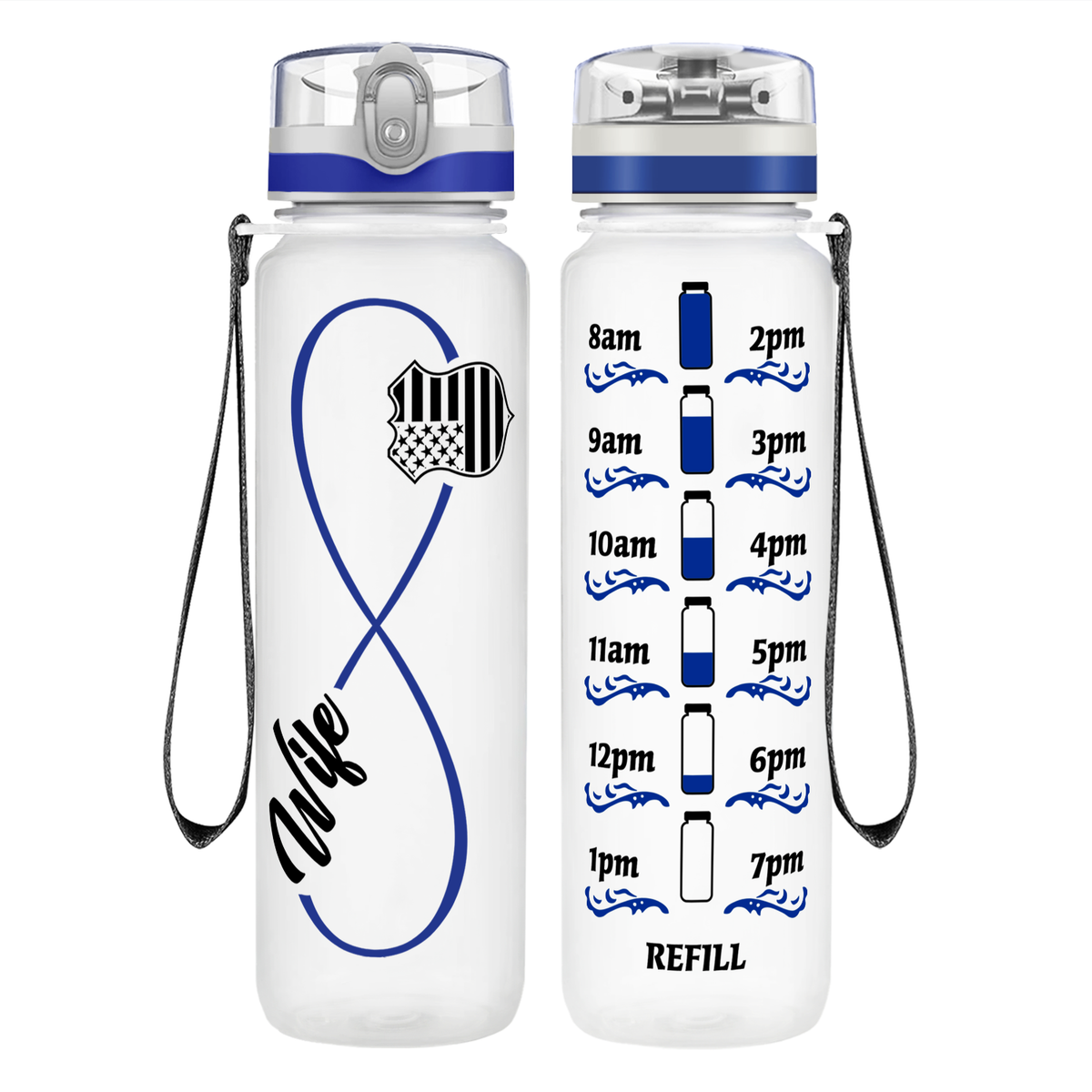 Police Wife Infinity on 32 oz Motivational Tracking Water Bottle