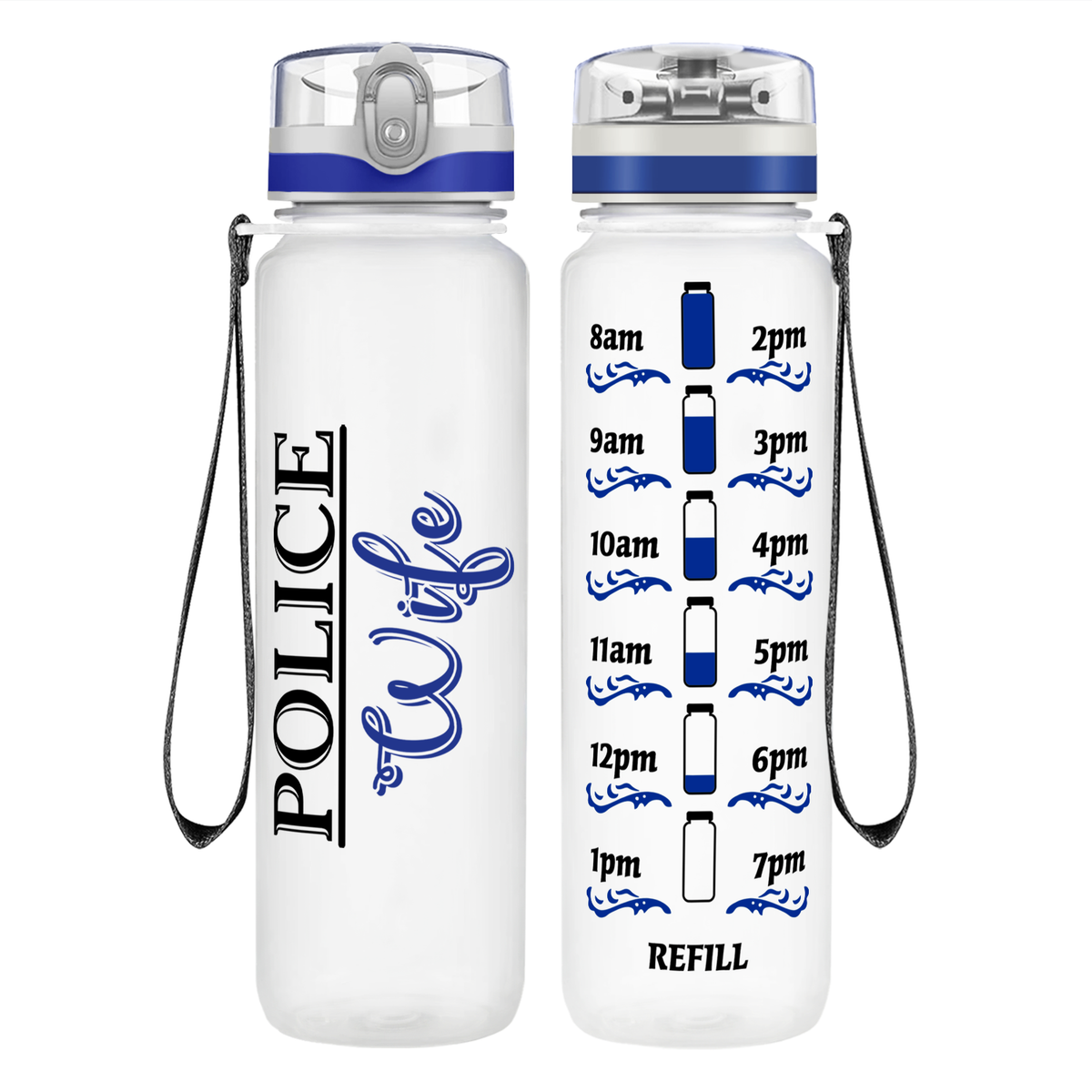 Police Wife on 32 oz Motivational Tracking Water Bottle
