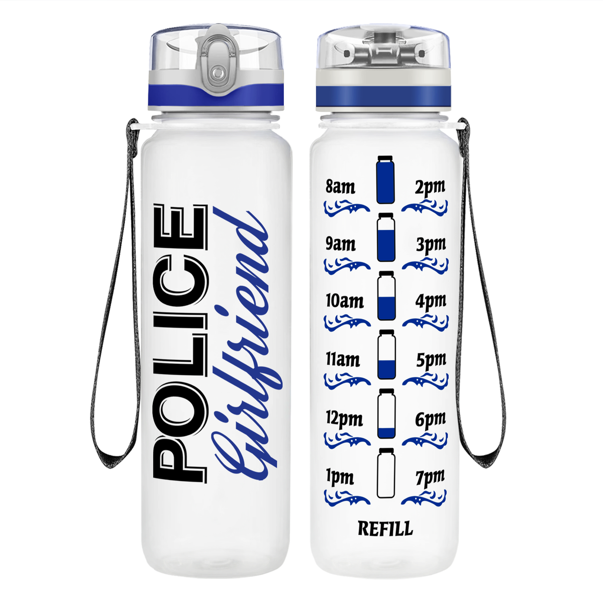 Police Girlfriend Blue on 32 oz Motivational Tracking Water Bottle