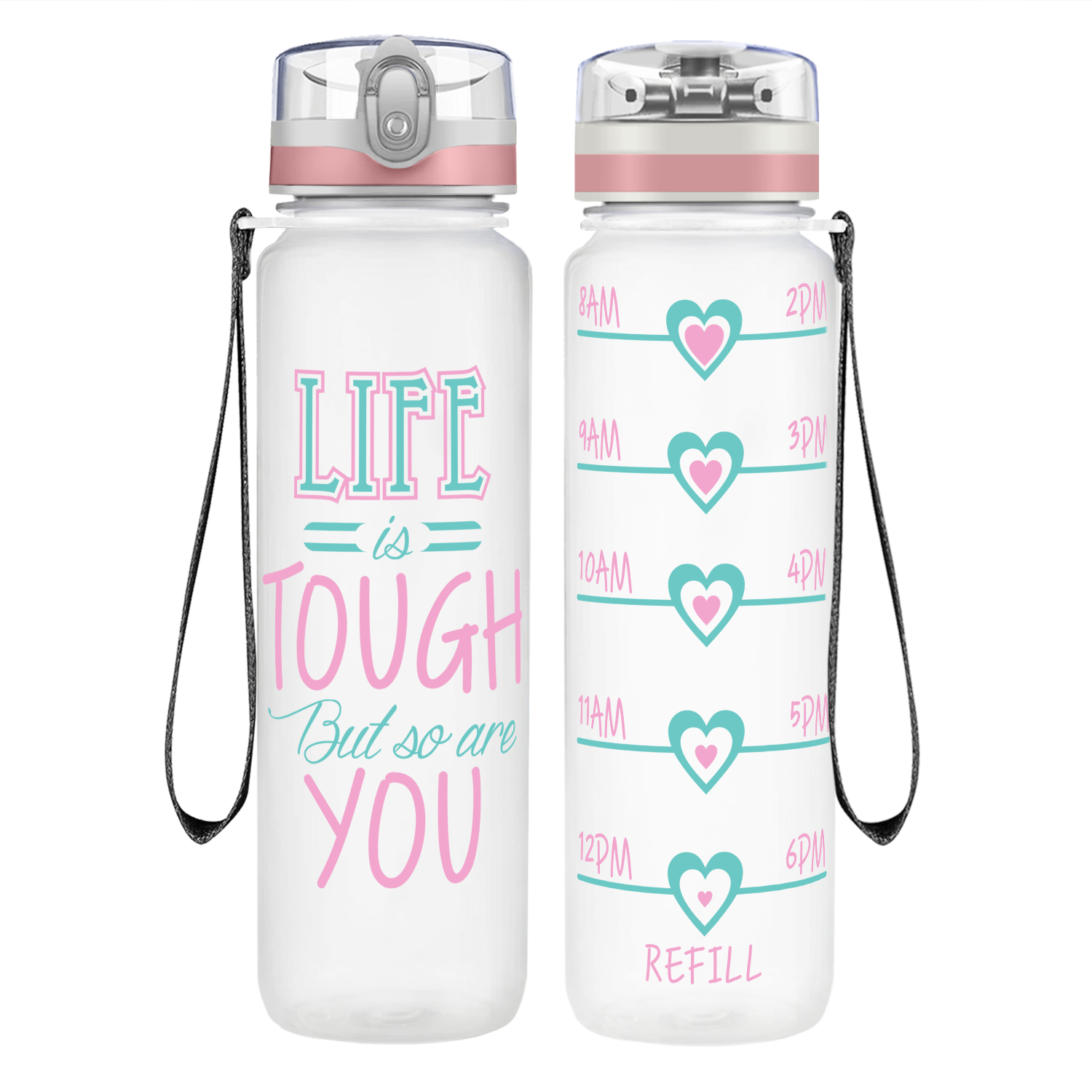 Life is Tough But So Are You 32 oz Motivational Tracking Inspirational Water Bottle
