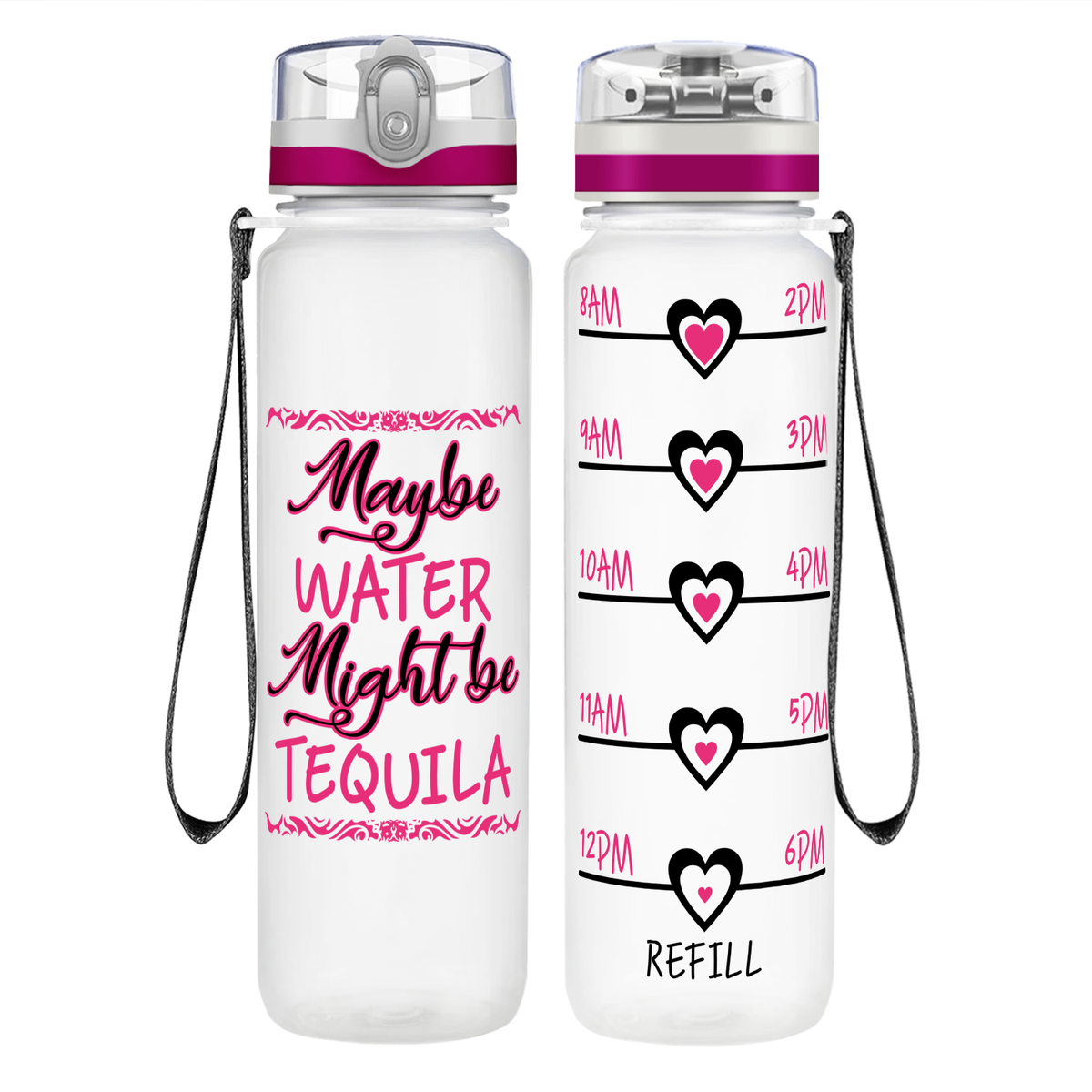 Might be Tequila on 32 oz Motivational Tracking Water Bottle