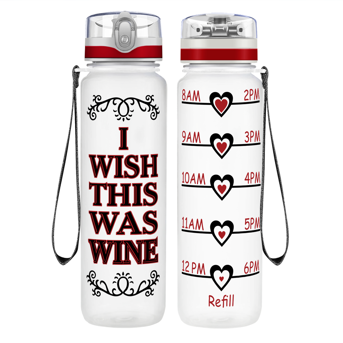 Wish This Was Wine on 32 oz Motivational Tracking Water Bottle