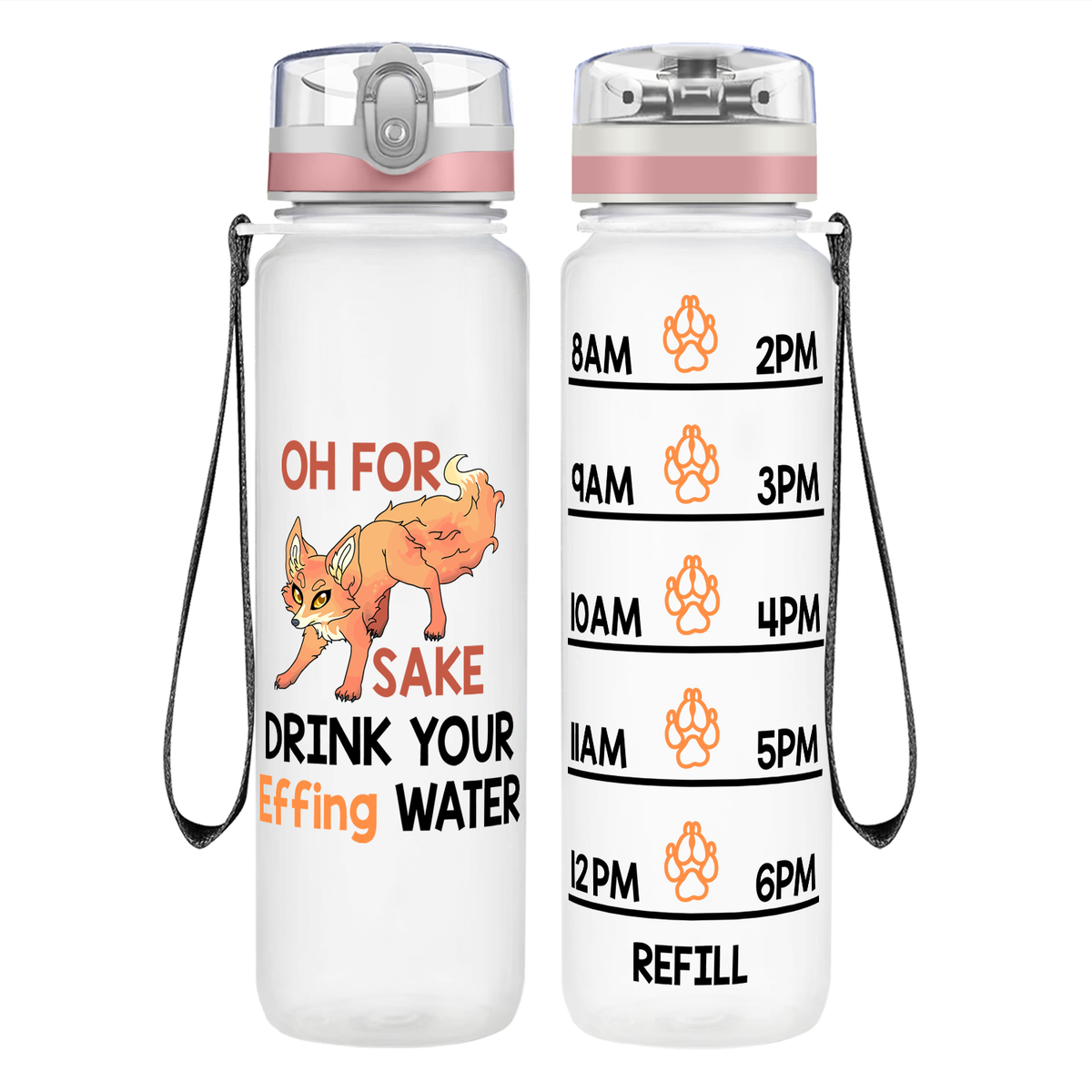Fox Sake on 32 oz Motivational Tracking Water Bottle
