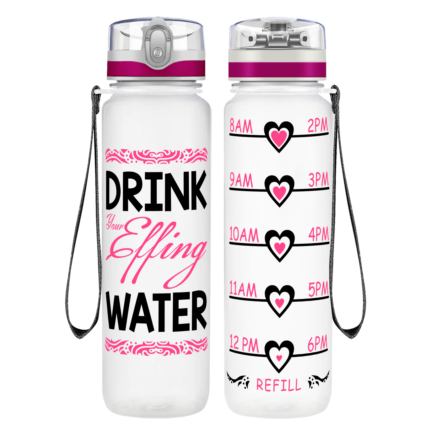 Effing Water on 32 oz Motivational Tracking Water Bottle