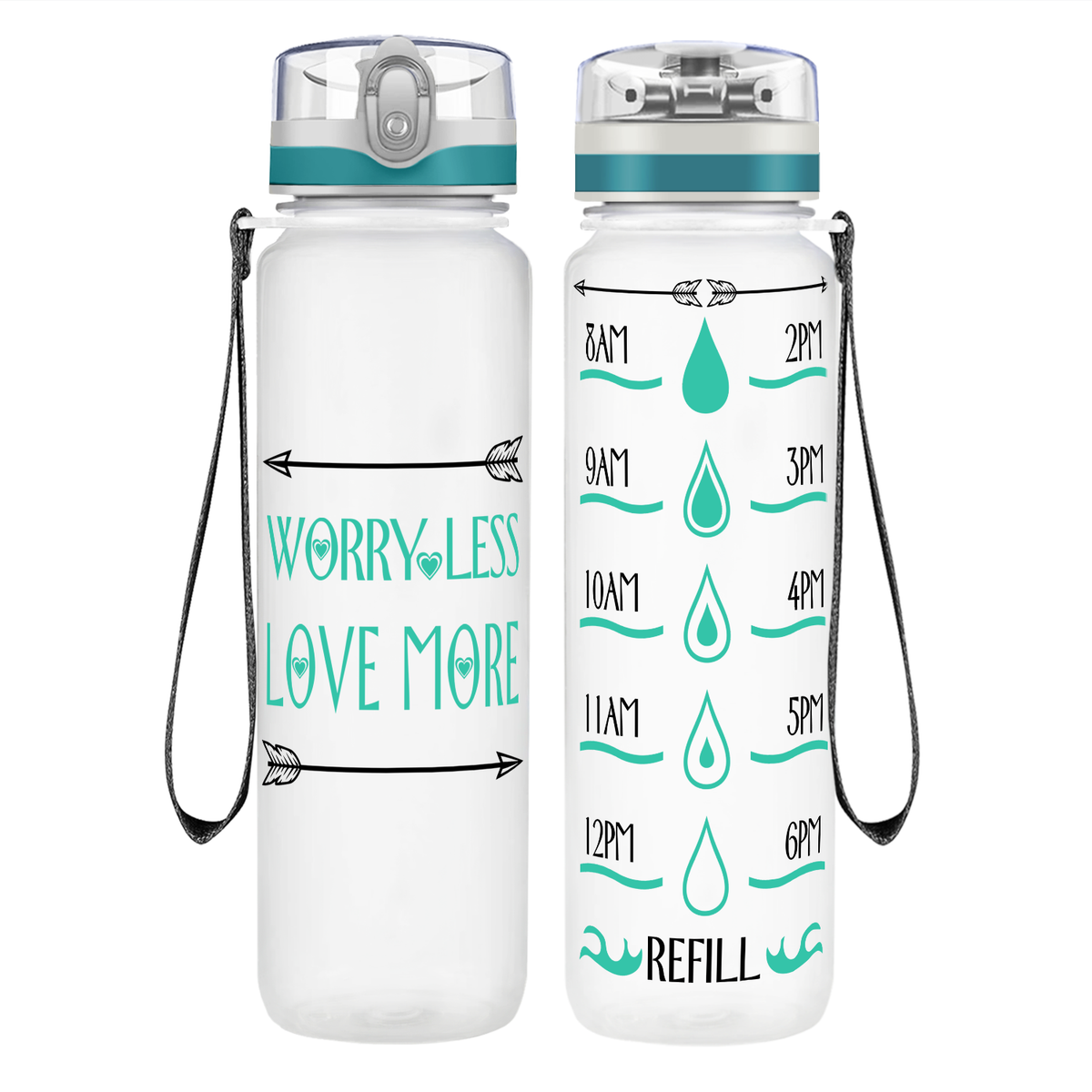 Love More Arrows on 32 oz Motivational Tracking Water Bottle