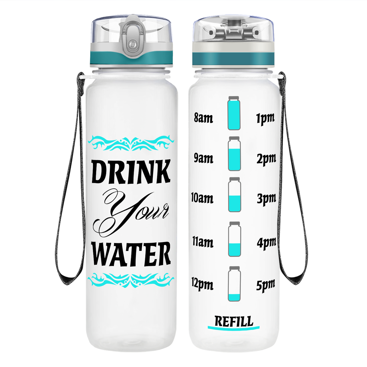 Your Water Wave on 32 oz Motivational Tracking Water Bottle