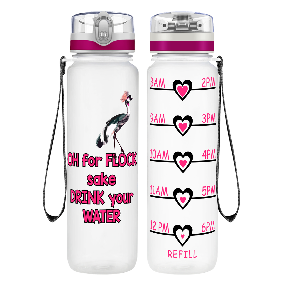 Flock Drink Your Water on 32 oz Motivational Tracking Water Bottle