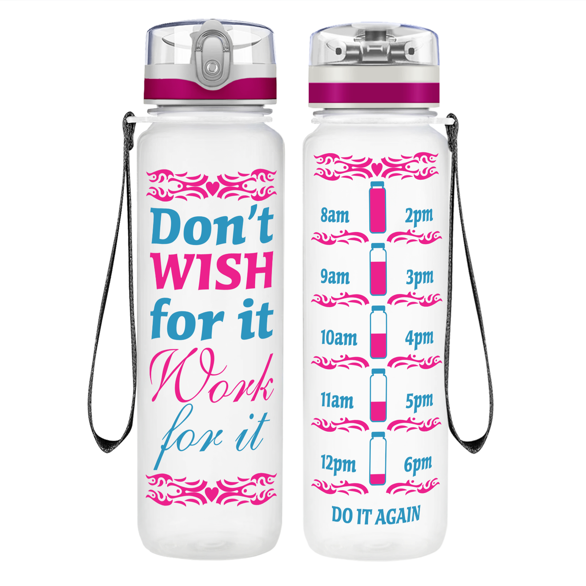 Work For It on 32 oz Motivational Tracking Water Bottle