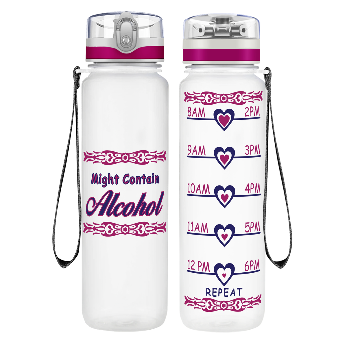 Might Contain Alcohol on 32 oz Motivational Tracking Water Bottle