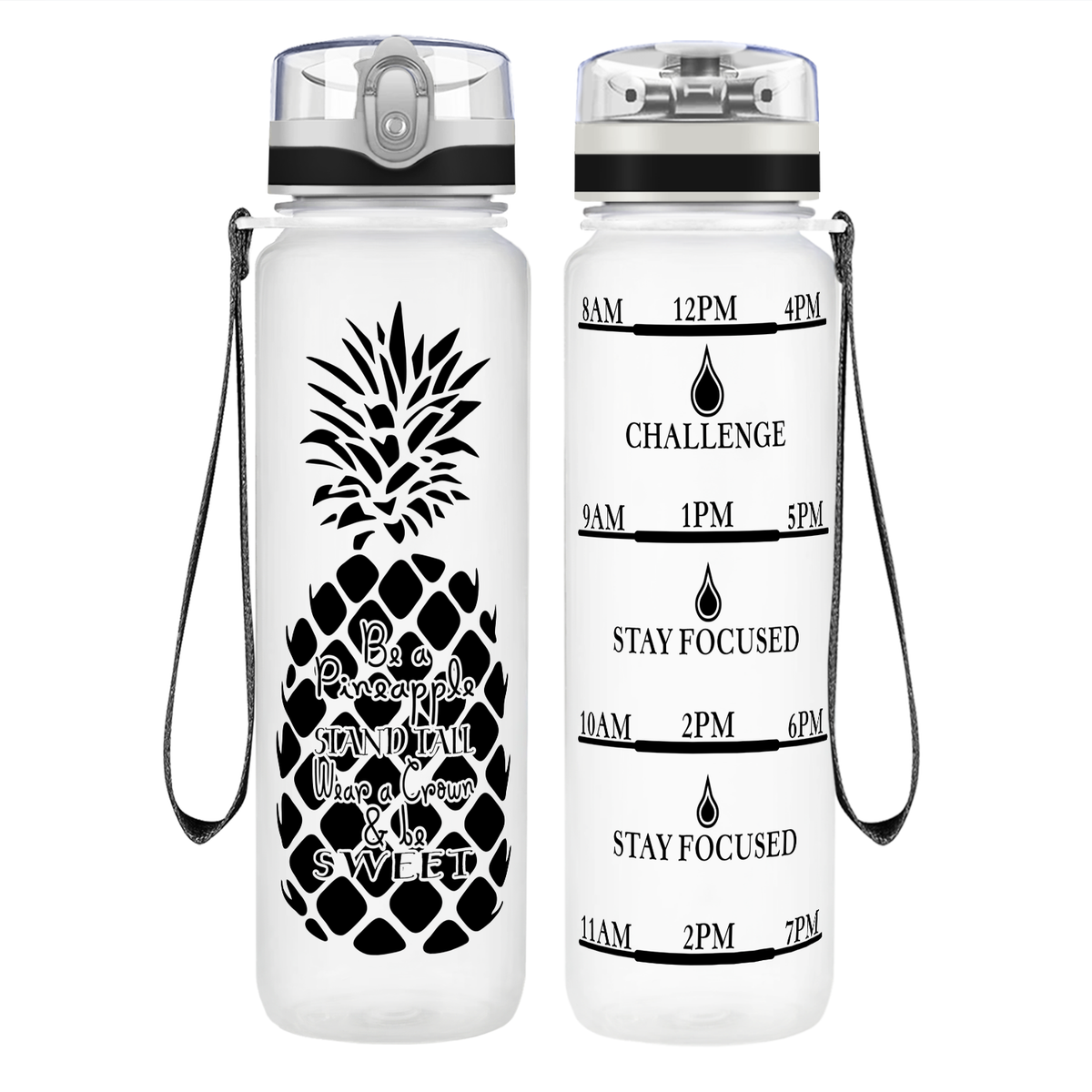 Pineapple Stand Tall on 32 oz Motivational Tracking Water Bottle
