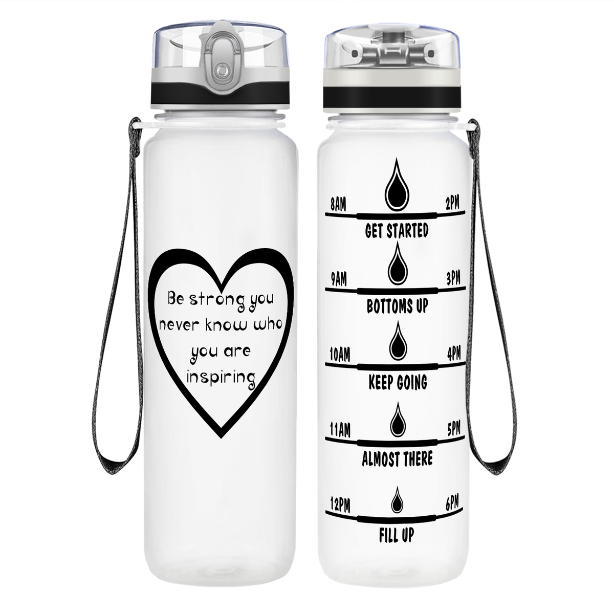 Heart You Are Inspiring on 32 oz Motivational Tracking Water Bottle