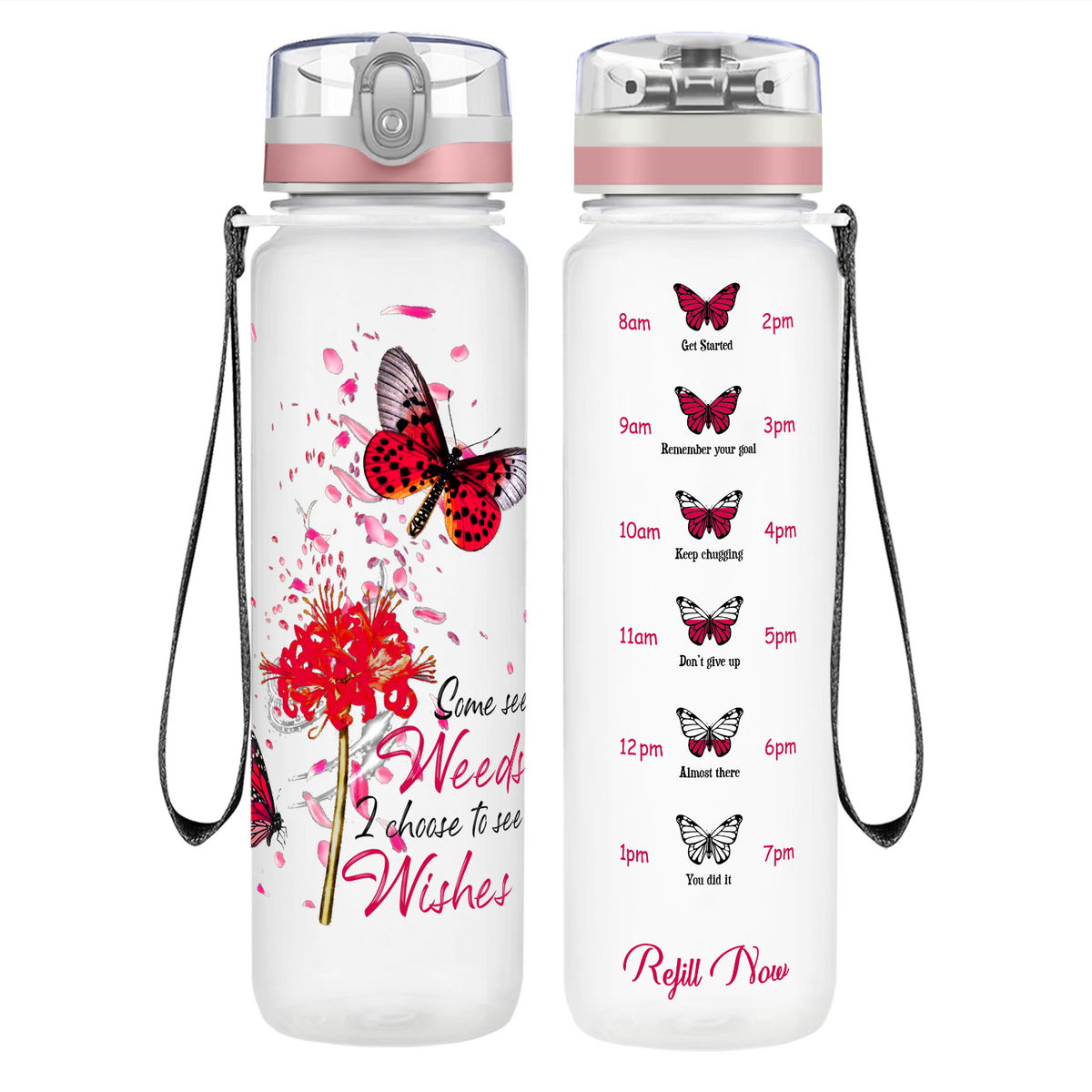 I Choose to See Wishes on 32 oz Motivational Tracking Water Bottle