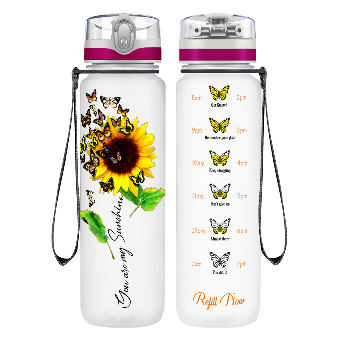My Butterfly Sunshine Sunflower on 32 oz Motivational Tracking Water Bottle
