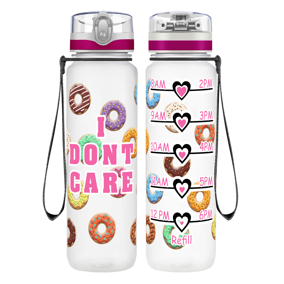 I Donut Care on 32 oz Motivational Tracking Water Bottle