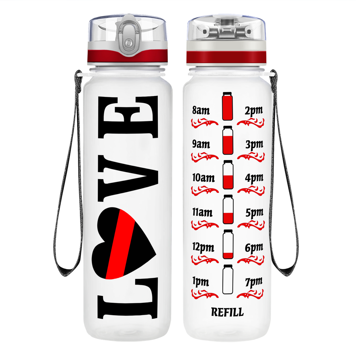 Firefighter Love Motivational Tracking Water Bottle