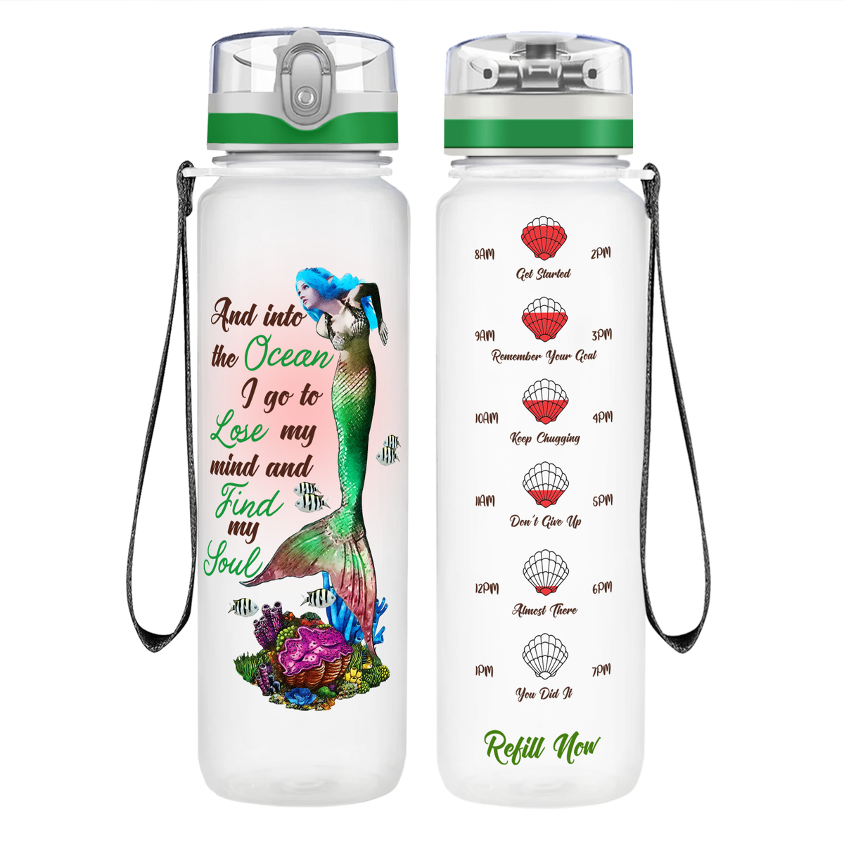 Lose my Mind Find my Soul on 32 oz Motivational Tracking Water Bottle