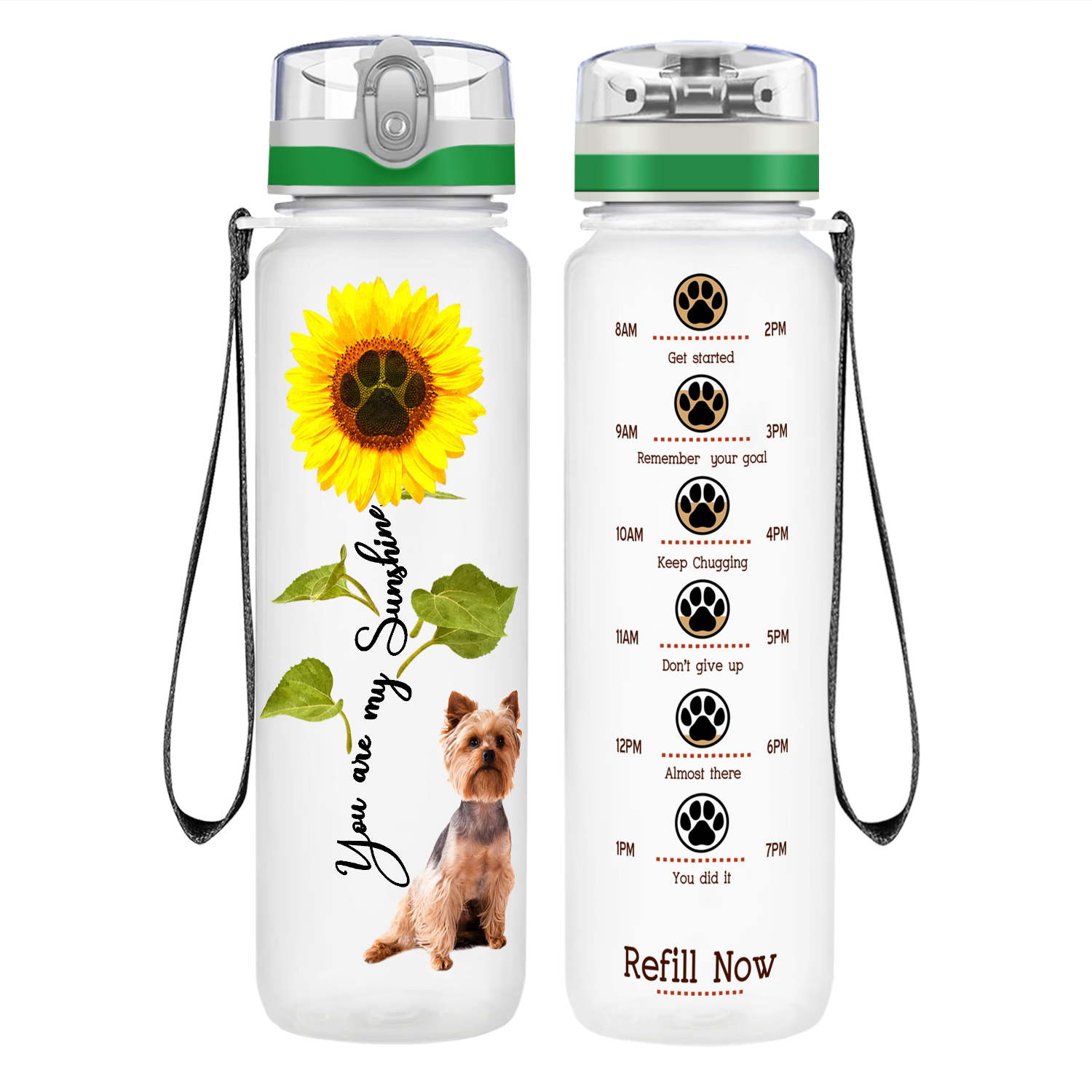 You are my Sunshine Yorkshire Terrier on 32 oz Motivational Tracking Water Bottle