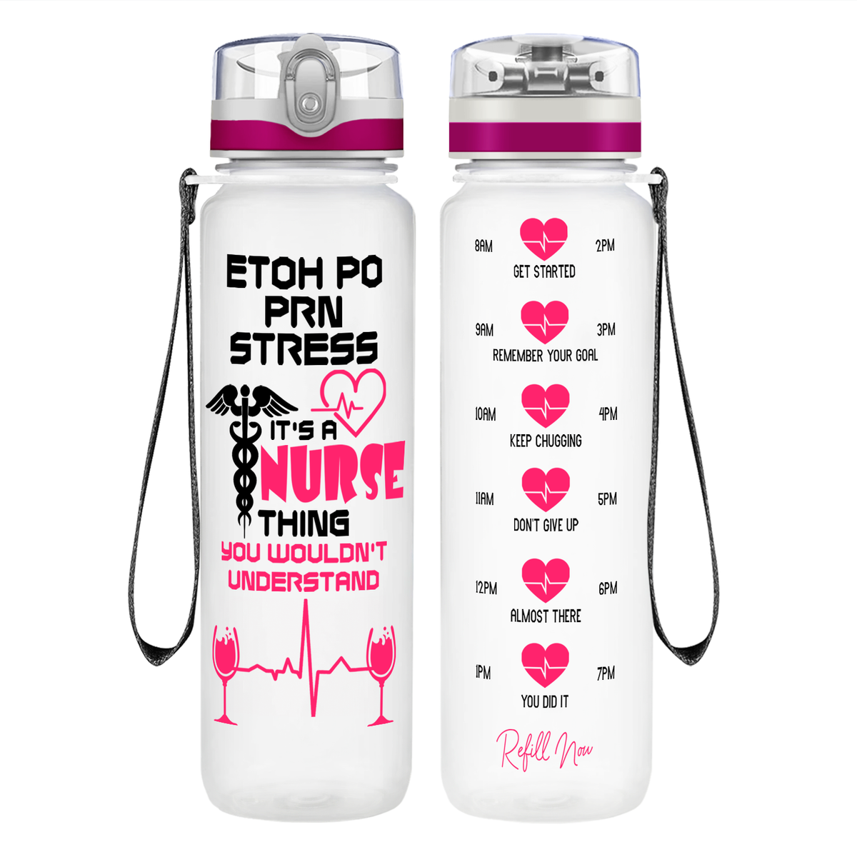 ETOH PO PRN Stress It’s a Nurse Thing on 32oz Motivational Tracking Water Bottle