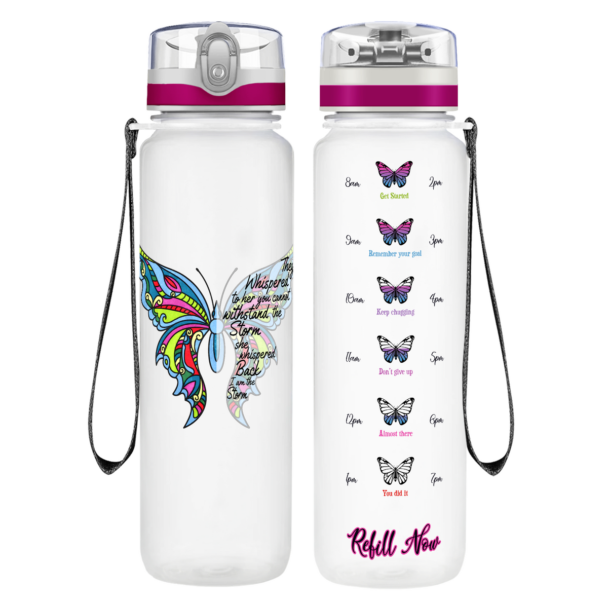 They Whispered to her on 32 oz Motivational Tracking Water Bottle