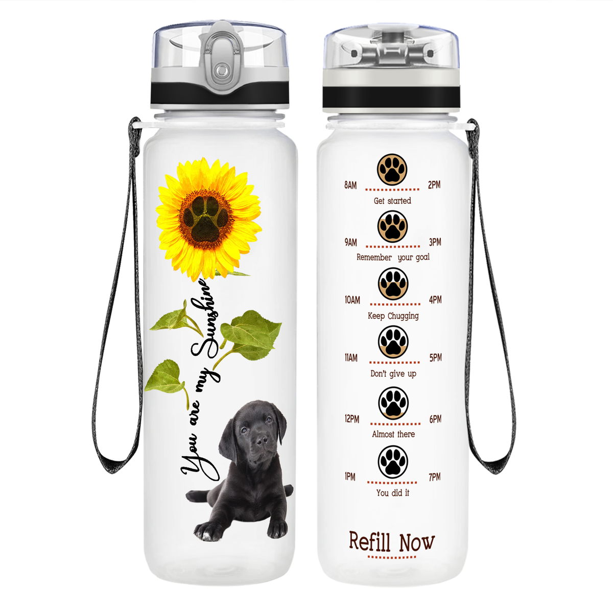 Labrador Puppy You are my SunShine on 32 oz Motivational Tracking Water Bottle
