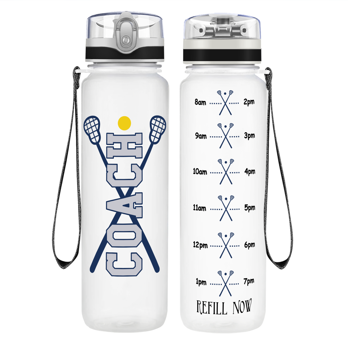 Lacrosse Coach on 32 oz Motivational Tracking Water Bottle