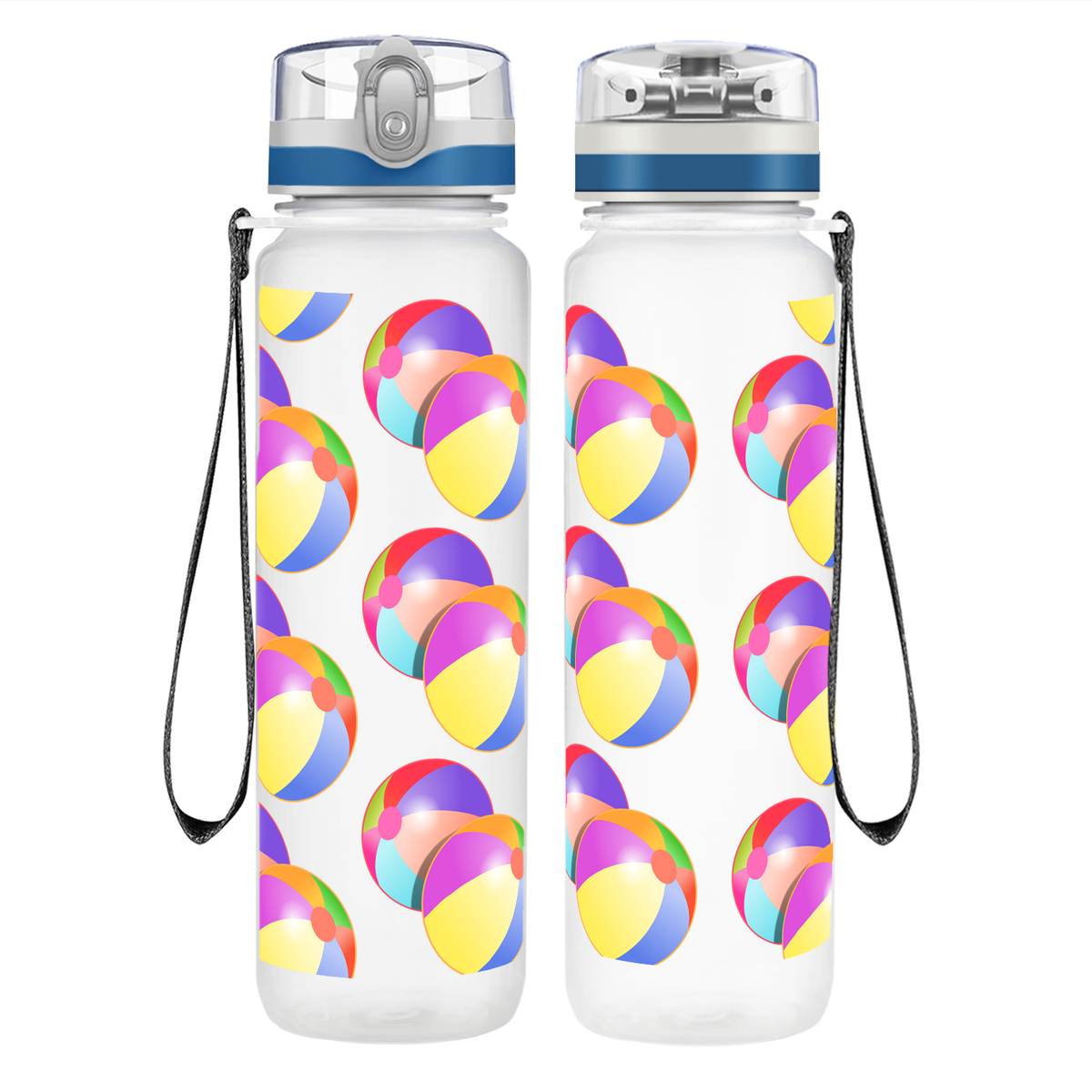 Beach Balls on 32 oz Motivational Tracking Water Bottle