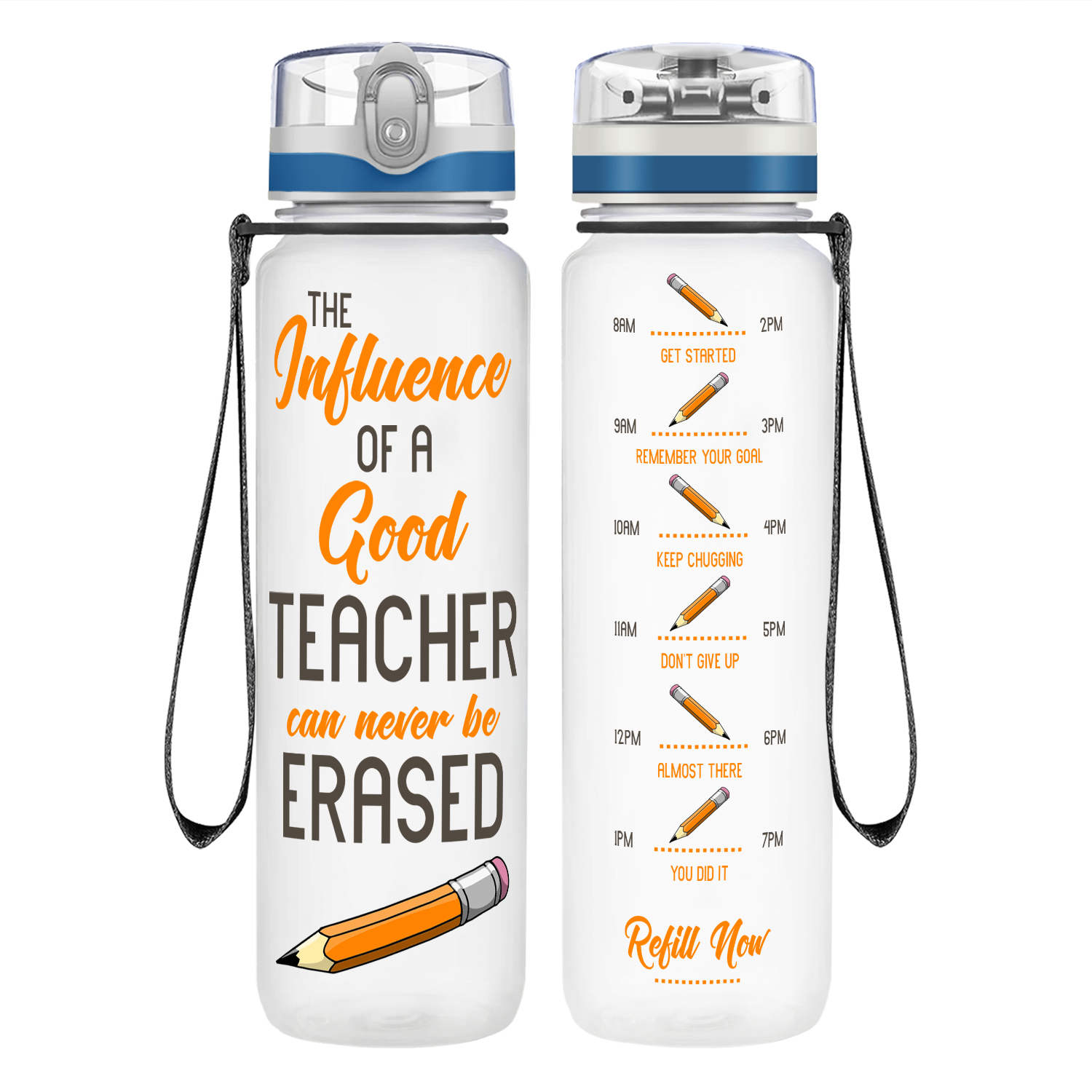 World's Best Teacher on 32 oz Motivational Tracking Water Bottle - Cuptify