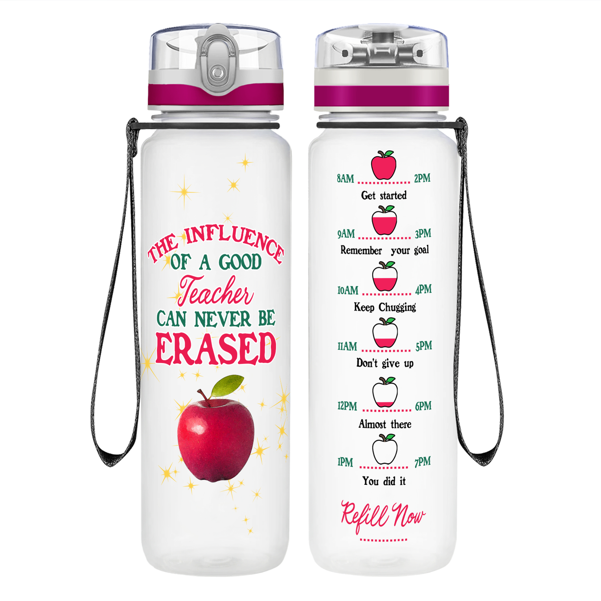 Teacher Can Never be Erased on 32 oz Motivational Tracking Water Bottle