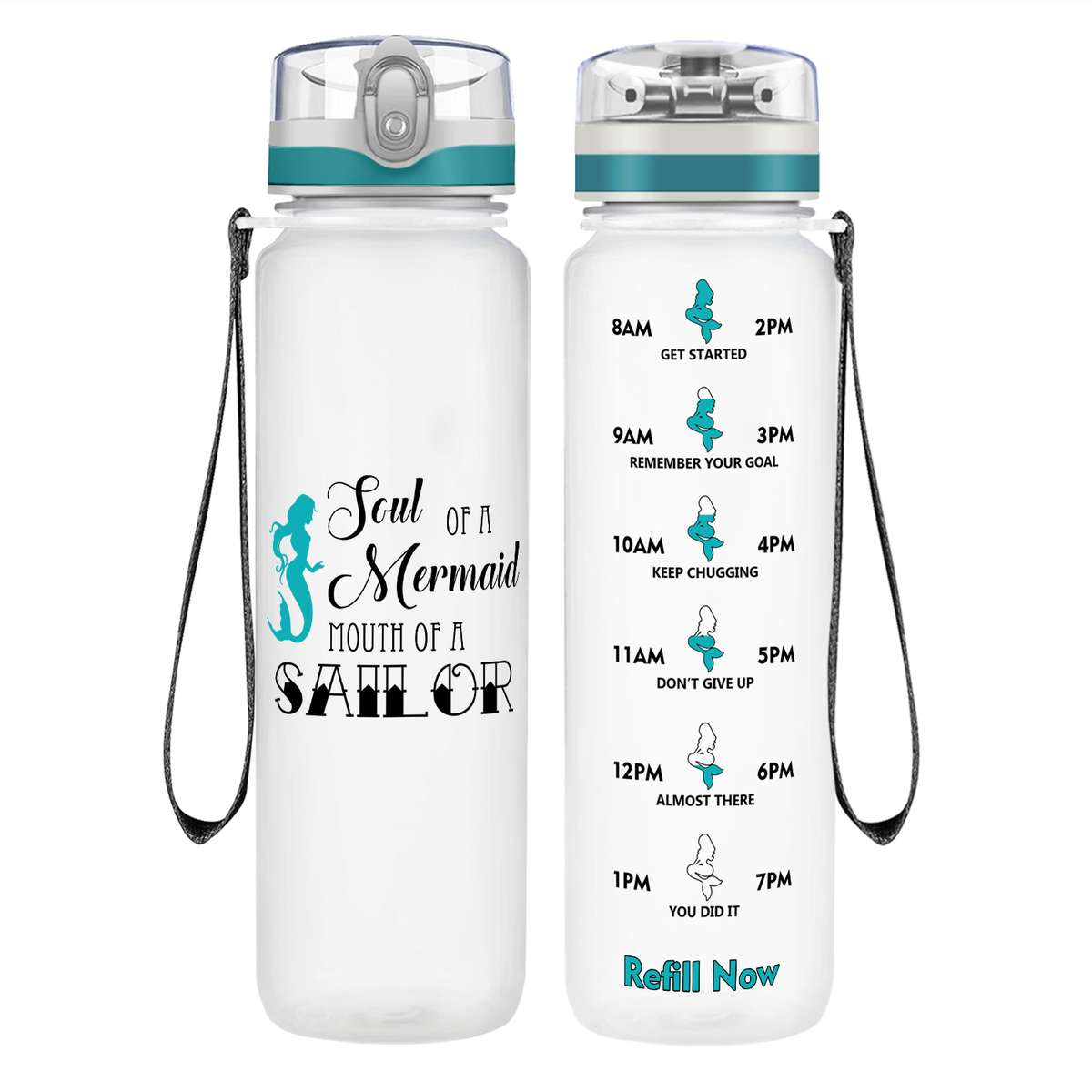 Mouth of a Sailor on 32 oz Motivational Tracking Water Bottle