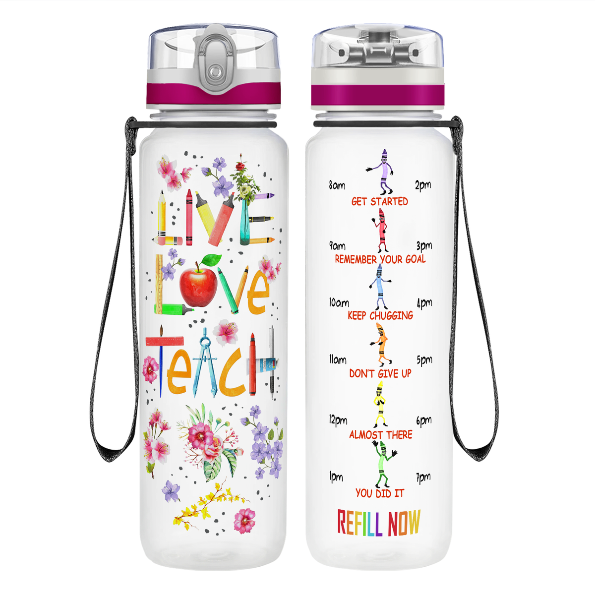 Live Love Teach on 32 oz Motivational Tracking Water Bottle