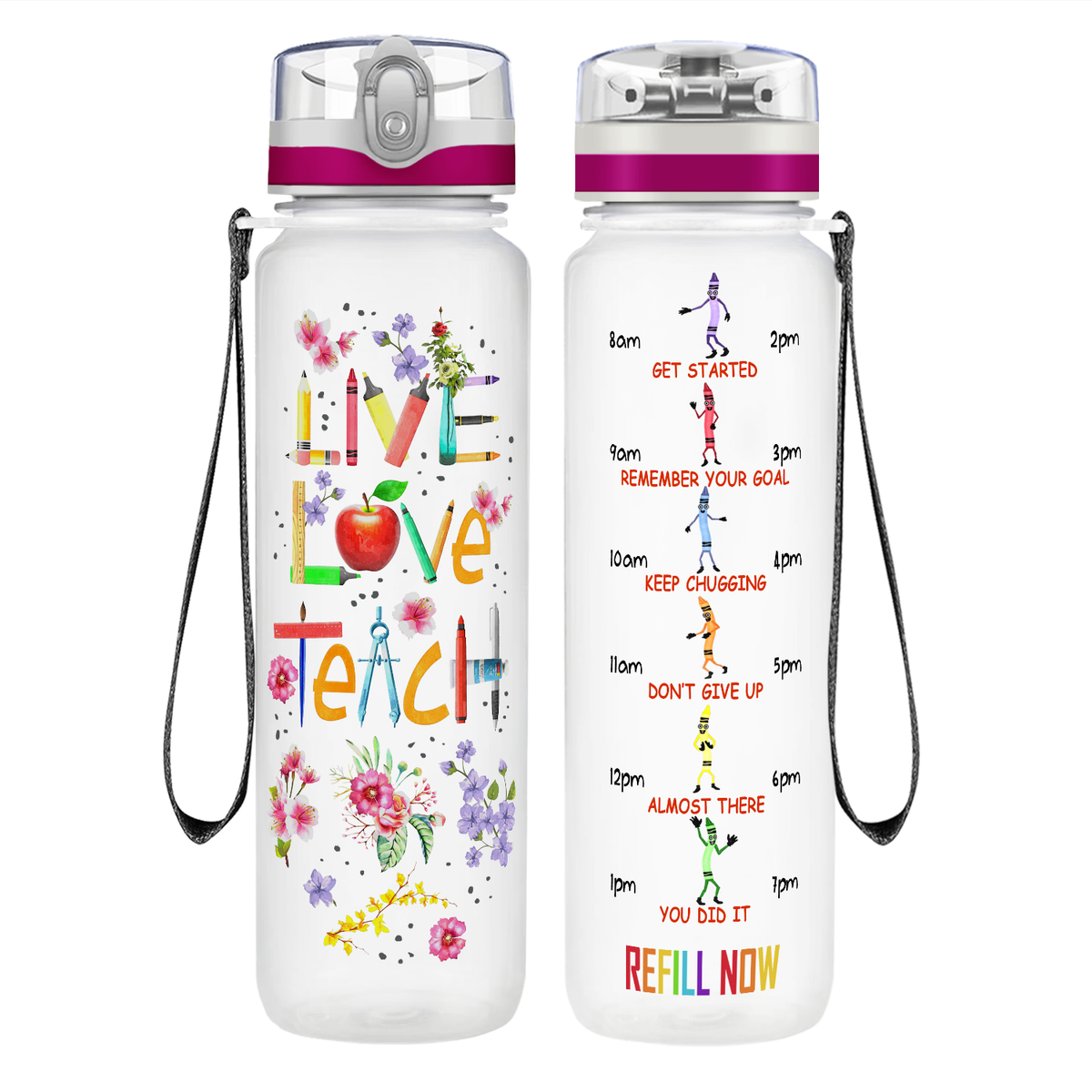 Live Love Teach on 32 oz Motivational Tracking Water Bottle