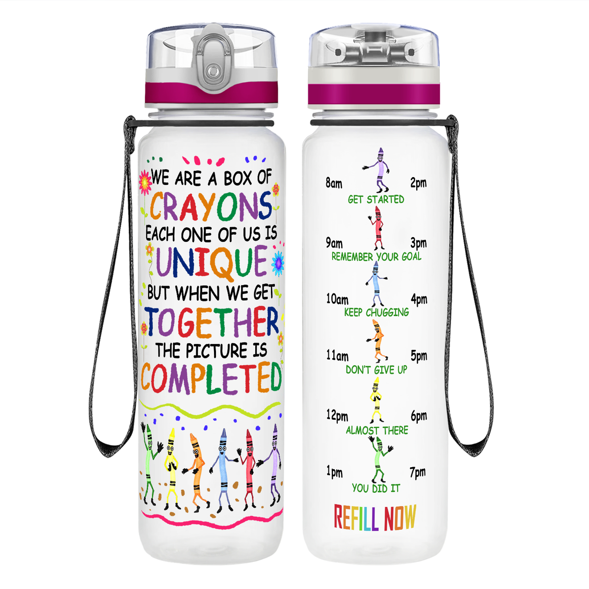 We are a Box of Crayons on 32 oz Motivational Tracking Teacher Water Bottle
