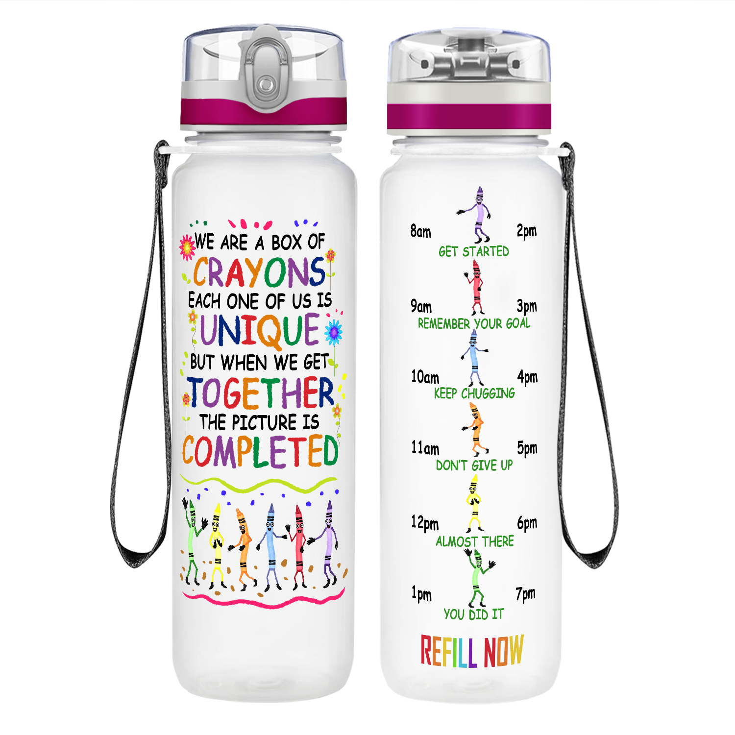 We are a Box of Crayons on 32 oz Motivational Tracking Teacher Water Bottle