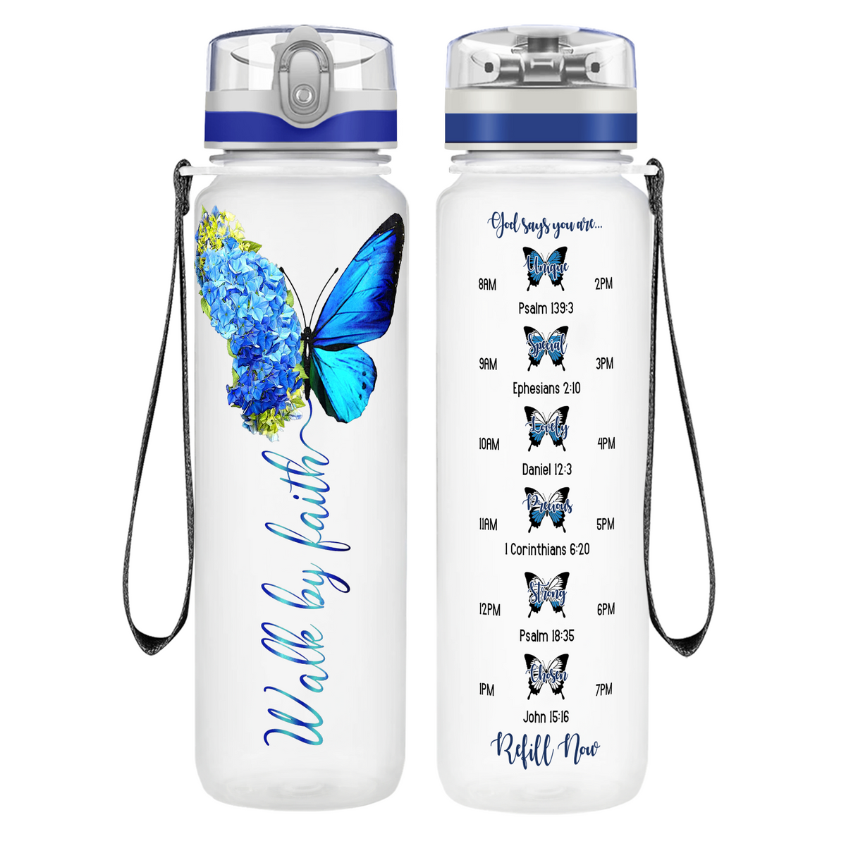Walk by Faith on 32 oz Motivational Tracking Water Bottle