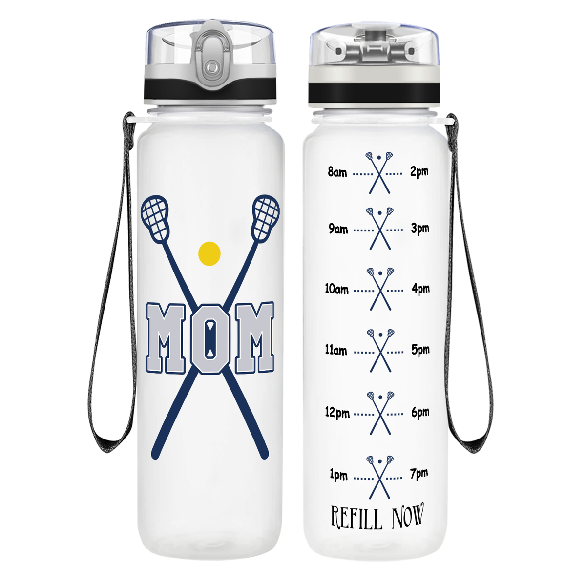 Mom Lacrosse Sticks on 32 oz Motivational Tracking Water Bottle