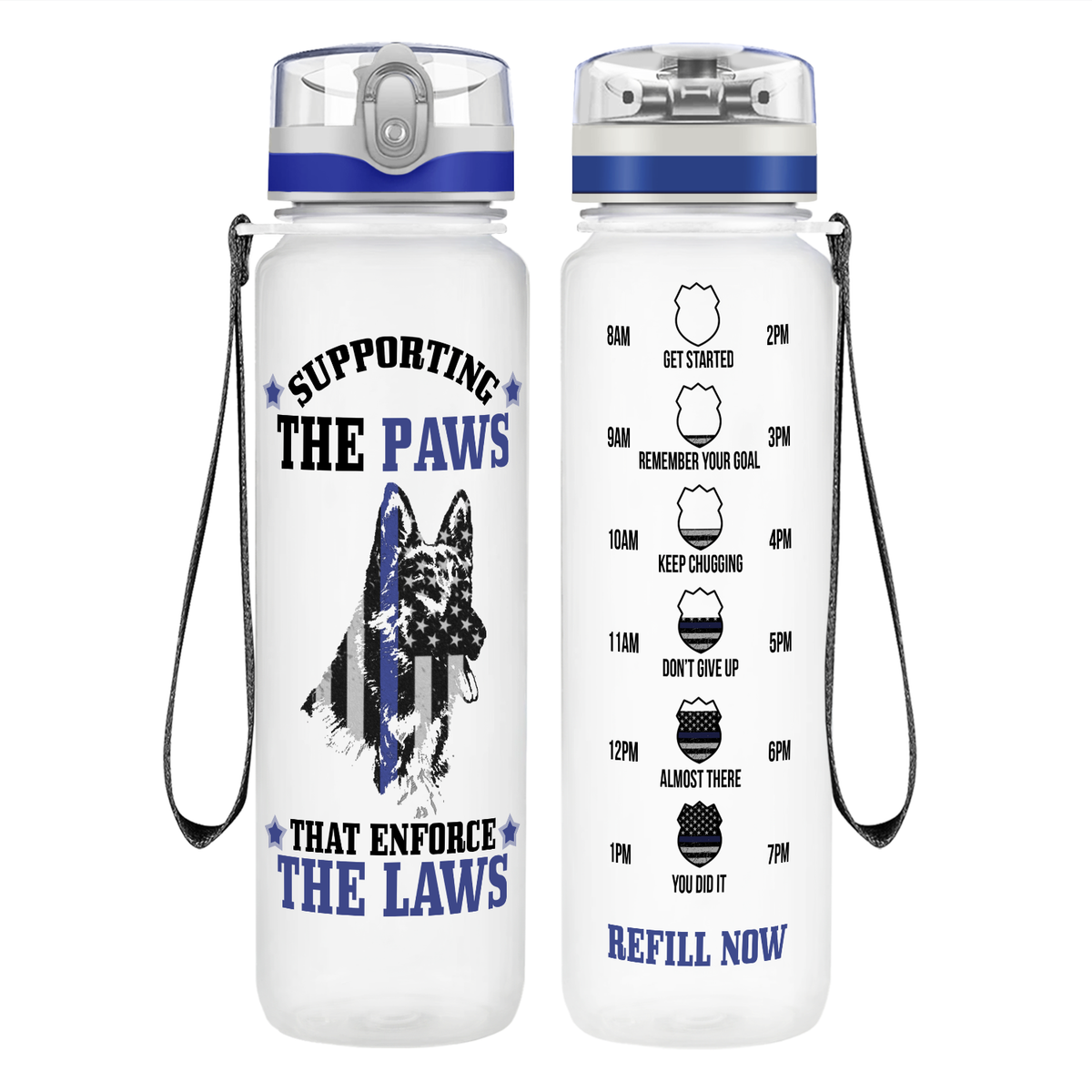 Supporting the Paws on 32 oz Motivational Tracking Water Bottle