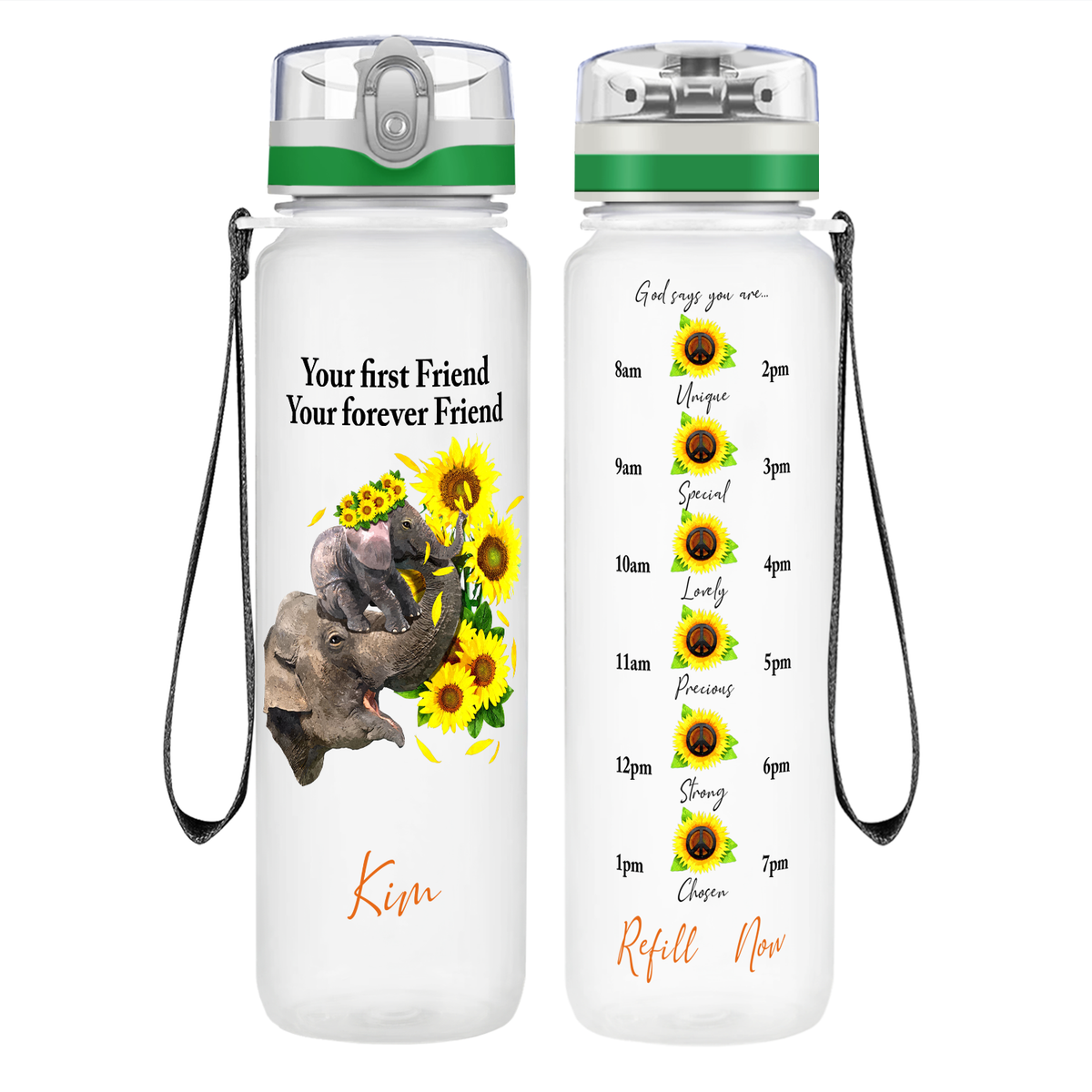 Personalized Your Forever Friend on 32 oz Motivational Tracking Water Bottle