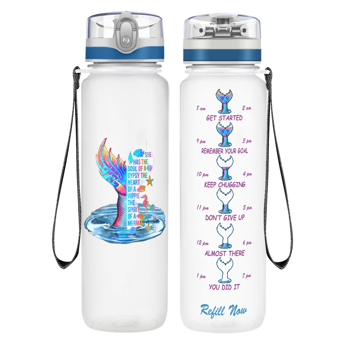 Soul of A Gypsy on 32 oz Motivational Tracking Water Bottle