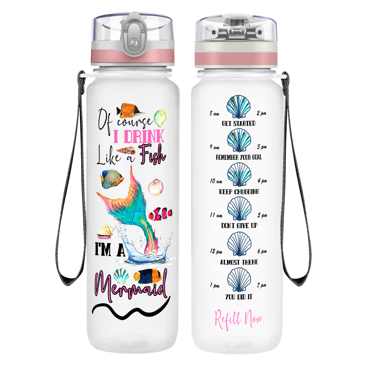 I'm A Mermaid on 32 oz Motivational Tracking Water Bottle