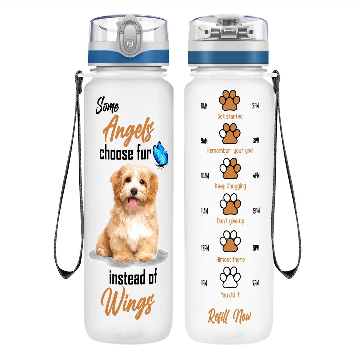 Some Angels Choose Fur Instead of Wings Golden Retriever on 32 oz Motivational Tracking Water Bottle