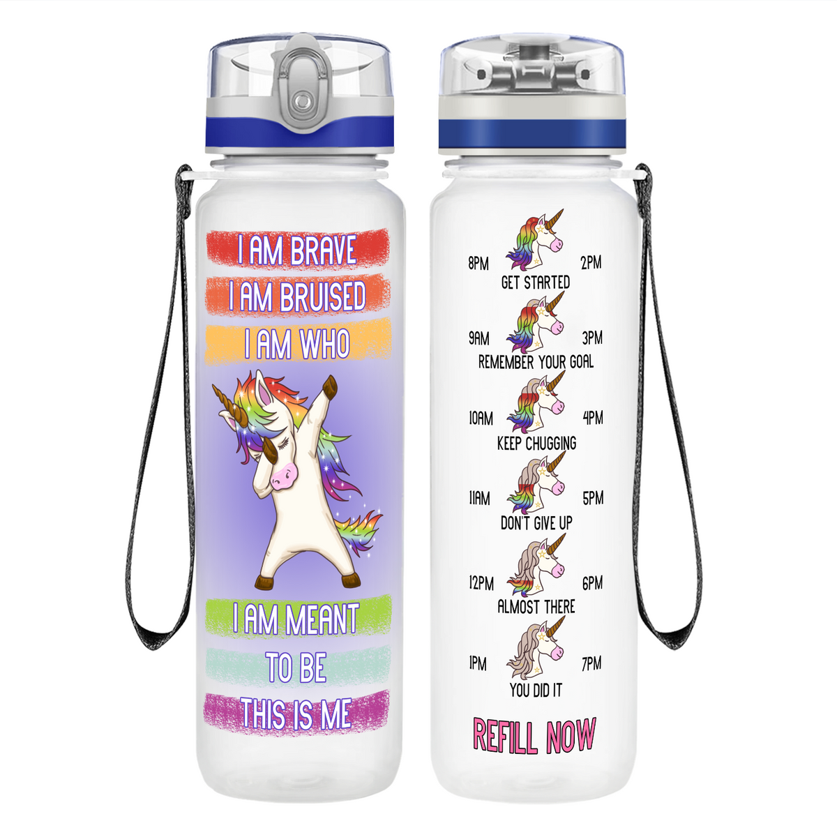 I Am Brave I Am Bruised I Am Who on 32 oz Motivational Tracking Water Bottle