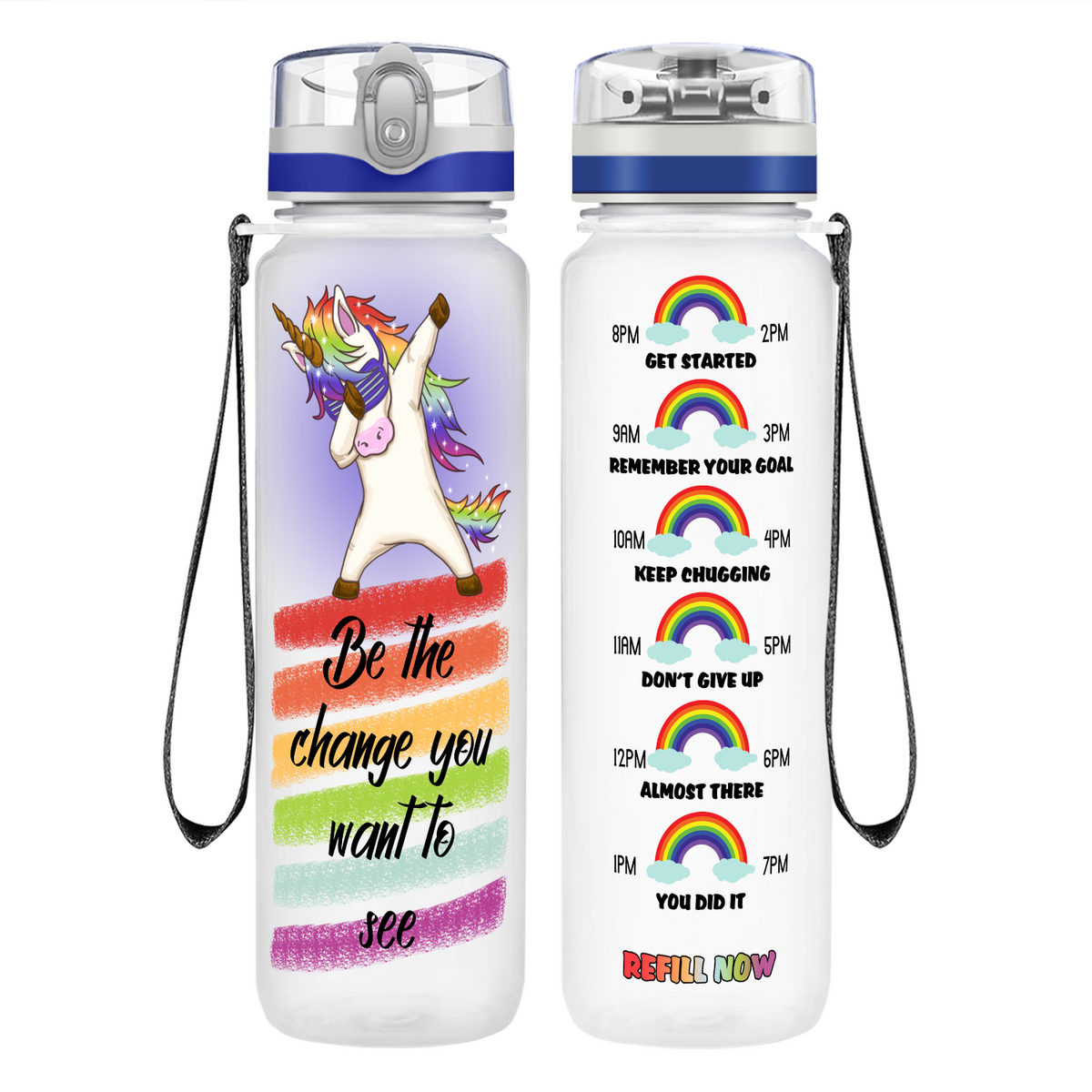 Be The Change You Want To See on 32 oz Motivational Tracking Water Bottle